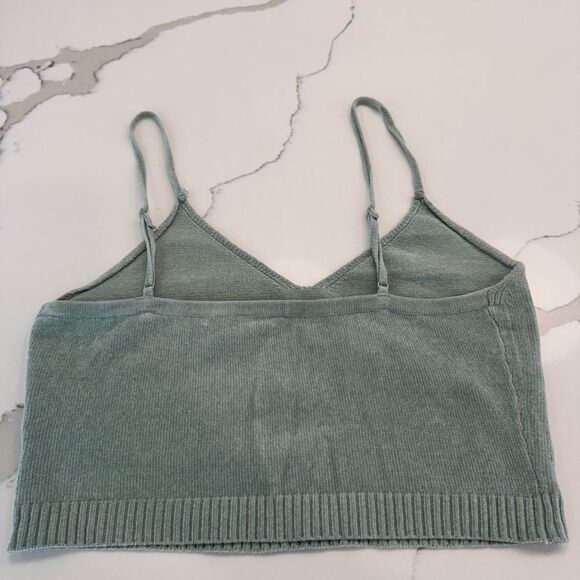 Women's Green Knit Crop Top - Picture 2 of 6